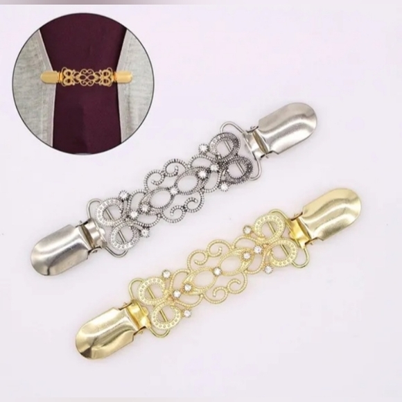 Black Music Note Print Wrap Scarf White + Scarf Buckle Gold Or Silver - Picture 16 of 16